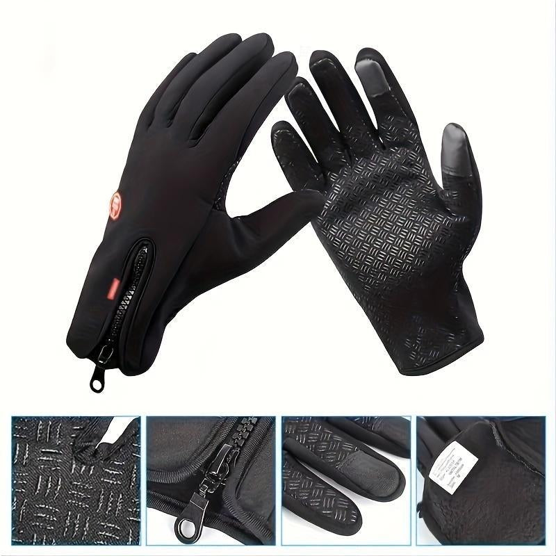 Winter Warm Gloves, 1 Pair Men'S and Women'S Outdoor Cycling Gloves Warm Plush Lining for Sports, Fishing, Autumn Travel, Waterproof, Windproof and Non-Slip Touch Screen Gloves, Birthday Gift, Christmas Gift, Halloween Gift