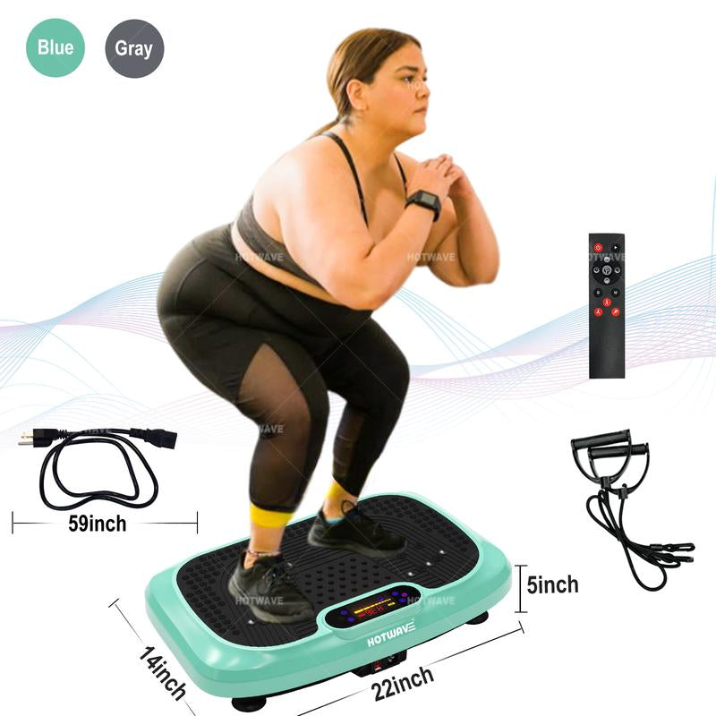 HOTWAVE Vibration Plate Gym Machine 66HZ 120 Levels with Lymphatic Drainage Machine, Full Body Fitness Vibration Platform with 2 Resistance Bands