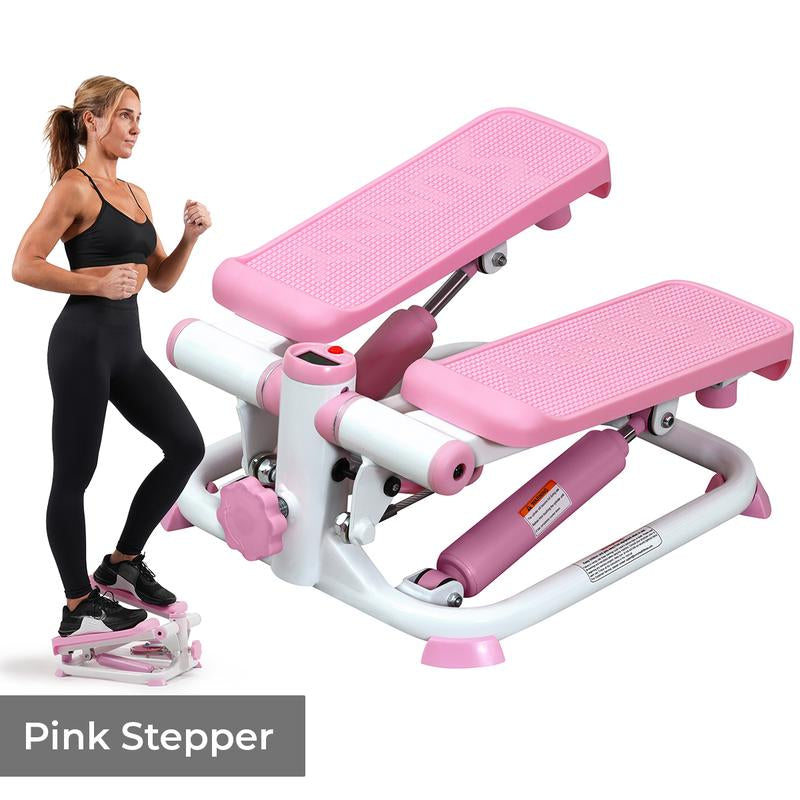 Mini Steppers for Exercise with Resistance Bands, Stair Stepper Machine for Home Exercise W/ LCD Monitor, Compact & Space-Saving Workout Equipment for Fitness Mini Gym