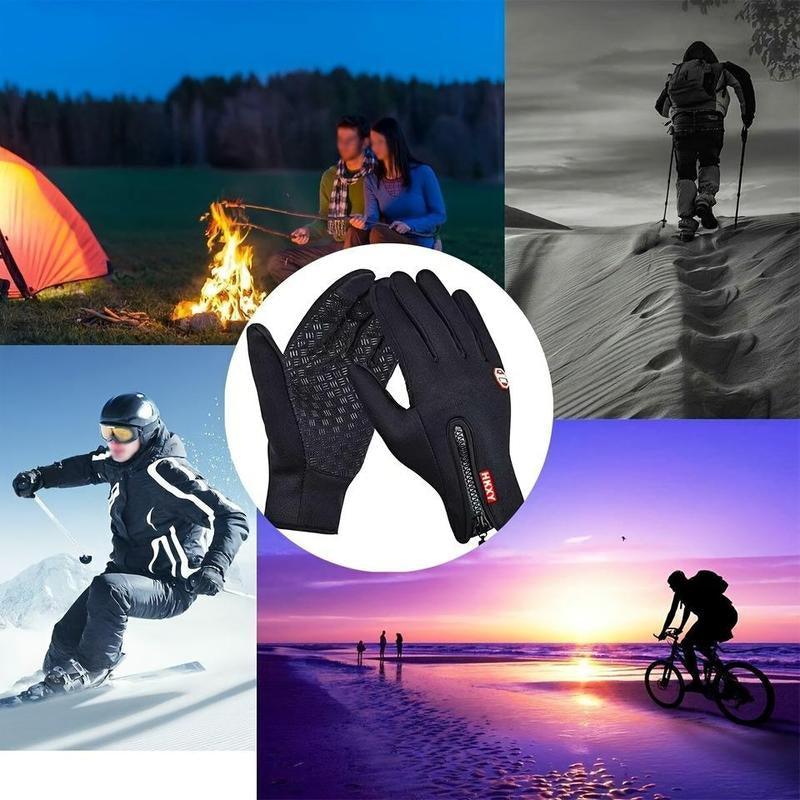 Winter Warm Gloves, 1 Pair Men'S and Women'S Outdoor Cycling Gloves Warm Plush Lining for Sports, Fishing, Autumn Travel, Waterproof, Windproof and Non-Slip Touch Screen Gloves, Birthday Gift, Christmas Gift, Halloween Gift