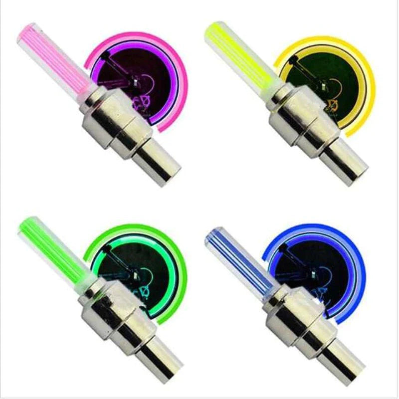 2PCS Bike Light LED Flash Wheel Tire Valve Cap Car Lights 4 Colors Tire Lamp for Car Motorcycle Bicycle