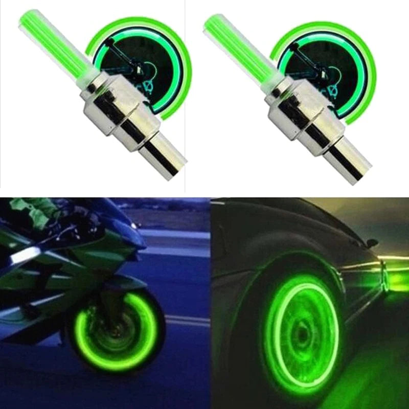 2PCS Bike Light LED Flash Wheel Tire Valve Cap Car Lights 4 Colors Tire Lamp for Car Motorcycle Bicycle